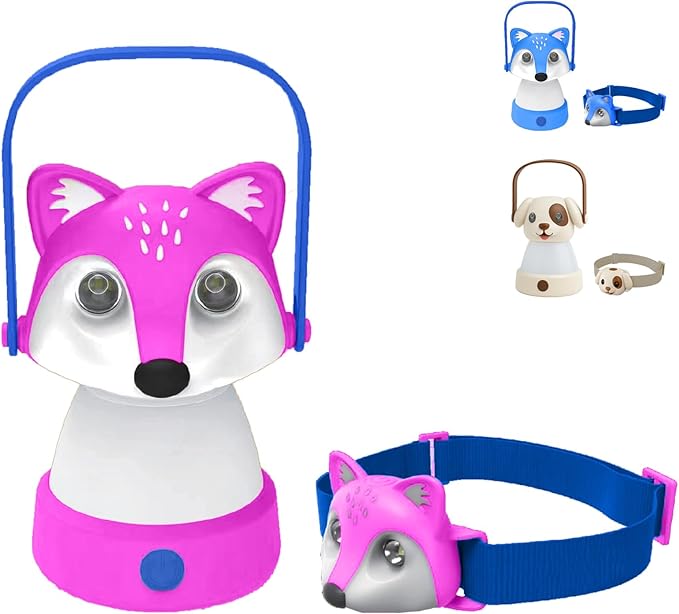 Kids Camping Essentials – LED Kids Lantern and Rechargeable Kids Headlamp Set | Multiple Purposes Kids Nightlight/Flashlight Toys –Holiday, Halloween N Birthday Gifts for Toddlers and Kids (Pink)