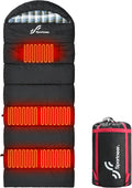 Sportneer Heated Sleeping Bag with 5 Heating Zones, Warm Flannel Cold Weather Sleeping Bag for Adults, 3 Heat Levels USB Powered (Power Bank Not Included), Winter Camping & Outdoor Hiking