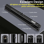 LcFun 2 Pack Torch Lighters Refillable Butane Lighter with Visible Fuel Window, Windproof Adjustable Jet Flame Long Lighters for Candle, Grill, BBQ, Camping, Fireworks (Butane NOT Included)