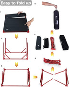 iClimb Extendable Folding Table Large Tabletop Area Ultralight Compact with Hollow Out Tabletop for Camping Backpacking Beach Concert BBQ Party, Three Size (Black - S + Hanger)