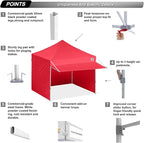 ABCCANOPY 10x10 Pop up Canopy Tent with Sidewalls - Easy up Canopies with Awning, Outdoor Tents for Parties, Market, Commercial Events, Red