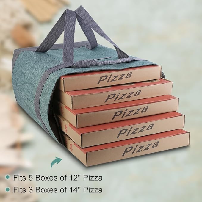 mosago Professional Insulated Food Delivery Bag, Large 39L Commercial Catering Tote for Pizza & Grocery, 3-Layer Thermal Leak-Resistant Shopping Bag, Heavy Duty Green Cationic Fabric, Collapsible