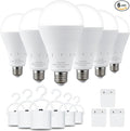 6 Pack Rechargeable Emergency Light Bulbs, Battery Powered LED Light Bulb 6000K Daylight E26 120 Volt 9W 60W Equivalent with 1200mAh for Home Power Outage Camping Hurricane