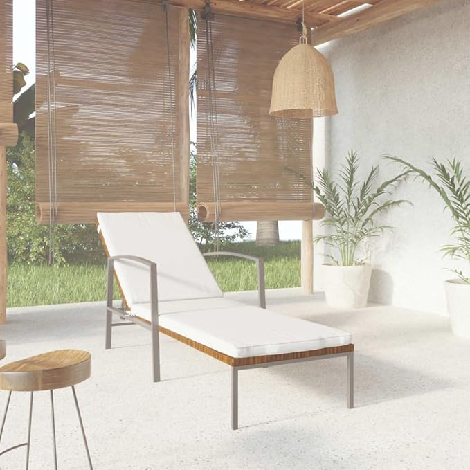 Beach Chair Patio Furniture Outdoor Chairs Camping Chairs Patio Sun Lounger with Cushion Poly Rattan Brown for Patio, Poolside, Beach,Camping