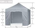 ABCCANOPY Easy Pop Up Canopy Tent with Sidewalls 10x10 Commercial -Series, Gray