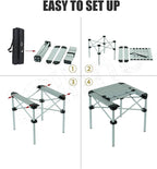 iClimb Lightweight Stable Alu. Folding Square Table Roll Up Top with Carry Bag for Camping Picnic Backyards BBQ Camp Kitchen (Black, M)