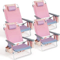 Goplus Beach Chair, Folding Backpack Beach Chairs for Adults with 5 Positions, Head Pillow, Cooler Bag, Towel Bar, Cup Holders, Sunbath Sling Tanning Lounge, Foldable Layout Camping Chairs