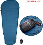 BROWINT Thermolite Sleeping Bag Liner with Zippers for Cold Weather, Lightweight Mummy with Hood & Rectangular Sleep Sack for Adult, Adds Warmth, Thermal Travel Liner, All Season