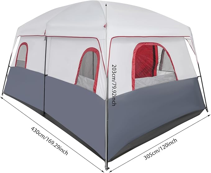 8-12 Person Outdoor Camping Tent 2 Room, Portable Cabin Huge Tent with Carrying Bag & Weatherproof Instant, Large Multi Room Family Tents for Camping, Picnics, Backpacking Hiking Car Traveling