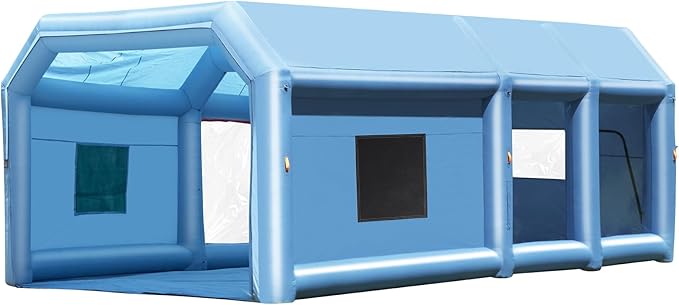 VEVOR Inflatable Paint Booth, 26.2 x 14.8 x 9.8 ft Inflatable Spray Booth, Portable Car Paint Booth for Small Truck, with 950W+750W Powerful Blowers and Air Filter System, Large Motorcycle, Midsize SU