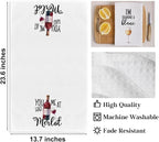 4Pcs Funny Wine Kitchen Towels 24x14 Inch, Merlot Cab Alcohol Decor Waffle Weave Hand Towels for Kitchen Bar, White Absorbent Microfiber Dish Cloth Tea Towel, Housewarming Gifts for Women Hostess