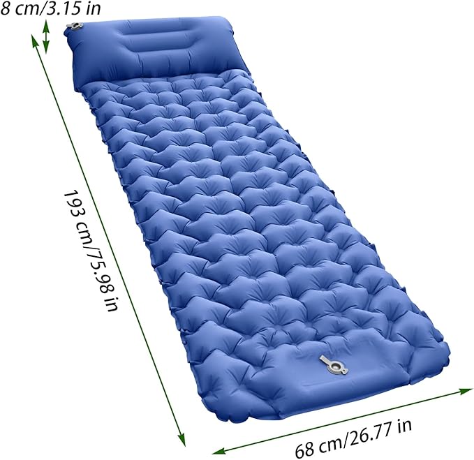 Camping Pad | Compact Portable Airbed Mattress Pillow - Lightweight Backpacking Sleep Mat - for Outdoor Travel Backpacking Hiking Tent Car Truck SUV Women Men