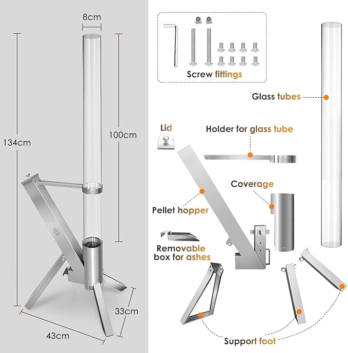 Patio Heater Wood Pellet Heater, Pellet Stove, Pellet Fire Pit for Outdoor, Fireplace for Camping Patio Garden Picnic, Outside Backyard Bonfire