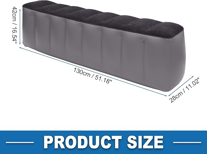 Car Air Inflation Mattress 51.18"x11.02"x16.54" Comfortable Rear Seat Air Travel Bed Car Sleeping Mat for Napping Travel Black Gray