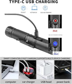 USB Rechargeable 2 in 1 Headlamp Flashlight 5000 Lumen Aluminum Compact 90° Rotating Swivel Head Work Light;Waterproof Pocket Clip Magnetic Base for Hands-Free Flashlights for Hard Hat Working