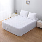 Queen Air Bed Mattress Pad with 15-24 Inch Deep Pockets - Waterproof Protector for Warm Sleep & Cold Air Insulation,Perfect for Camping, Guest Bed, Pets & Overnight Visitors-White