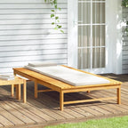 Sun Lounger with Cream White Cushion and Pillow Solid Wood Acaciapatio Chairs Outdoor Lounge Chairs Tanning Chair Recliner chairSuitable for Gardens, courtyards