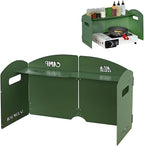 Outdoor Wind Deflector,Cassette Stove Folding Wind Deflector, Steel Windproof Hood for Stove, Gas Stove Wind Deflector, Camping Thickened Stove Ring, Portable 4 Plates Wind Blocker (Green)