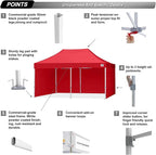ABCCANOPY Easy Pop Up Canopy Tent with Sidewalls 10X20 Commercial -Series,Red