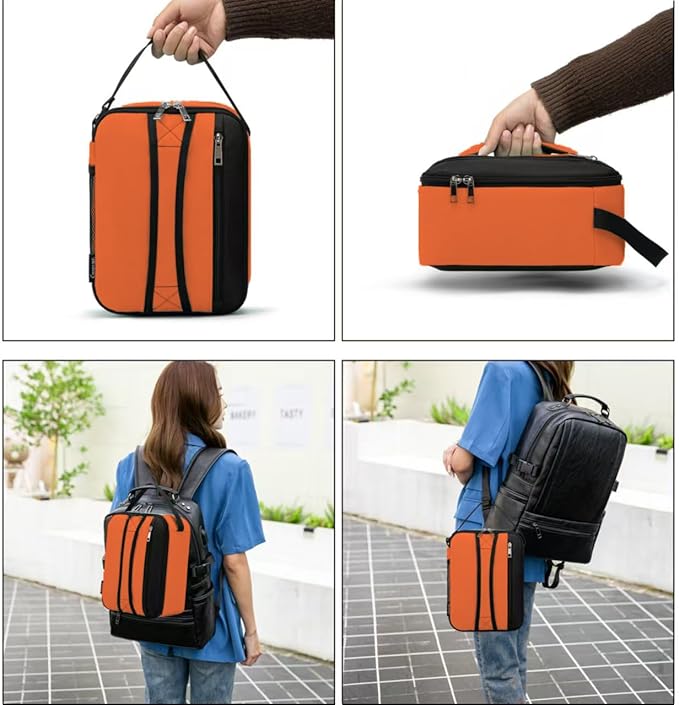 BEIMILY Lunch Box for Men Women Adults,Small Insulated Lunch Bag for Office Work Picnic,Reusable Portable Lunchbox,Soft Cooler Tote Bag(Orange)