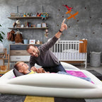 Inflatable Kids Travel Bed Toddler Air Mattress Set,Portable Blow Up Mattress Sleeping Bed Cot with Bed Rails and Electric Pump Ideal for Road Trip