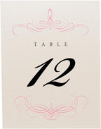 Decadent Flourish Wedding Table Numbers (Select Color/Quantity), Champagne, Pink, 1-60, Double Sided, Tent or Use in a Stand, Great for Parties & Restaurants - Made in the USA