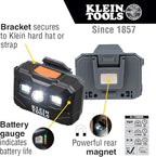 Klein Tools 80174 (2) Rechargeable LED Headlamps with Headlamp Bracket and Fabric Strap, 300 Lumen All-Day Runtime, for Klein Hard Hats, 3-Piece