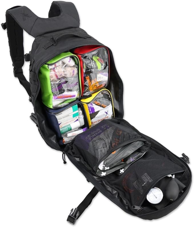 Lightning X Stocked Modular Trauma & Bleeding First Aid Responder Medical Backpack + Kit - Black