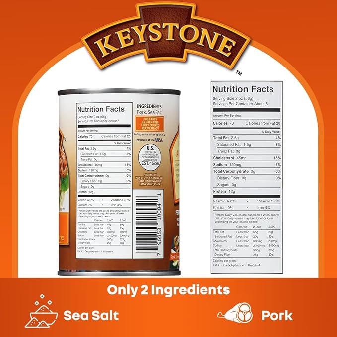 Keystone All Natural Sampler 5-Can Variety Canned Meat Pack | Heat and Serve Meat – (Beef, Chicken, Pork, Turkey (14.5 oz) & Ground Beef (14 oz) | Fully Cooked, Ready to Eat Canned Meat for Everyday Meals, Emergency, Camping, Pantry Staple 5 Years Shel...