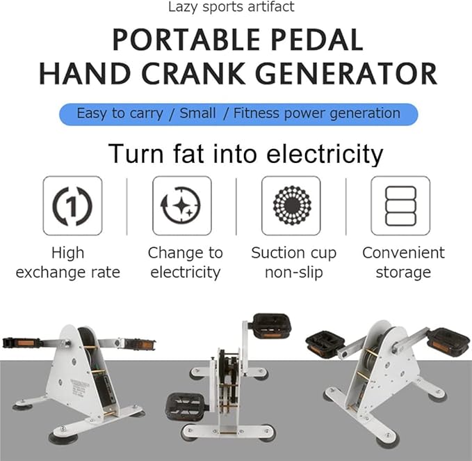 100W Hand Crank and Foot Pedal Power Generator with USB Interface - Portable Bicycle Charger for Camping, Hiking, and Emergency Power Supply