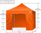 ABCCANOPY Easy Pop Up Canopy Tent with Sidewalls 10x10 Commercial -Series, Orange