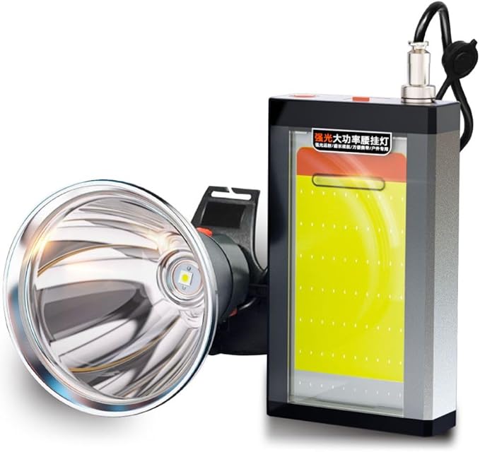 Hunting Headlamp, Super Bright Rechargeable Head Lamp, 8X Brighter LED with Battery Pack & Phone Charger – Ideal for Camping, Fishing, Searching, Emergencies