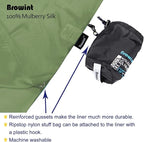 Browint Silk Sleeping Bag Liner, Silk Sleep Sack, Extra Wide 87"x43", Lightweight Travel Sheet for Hotels, More Colors for Option, Reinforced Gussets