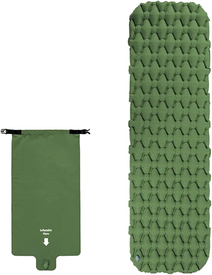 KAISHI Inflatable Mattress, Travel Folding Bed Portable Camping Mat, Ultralight Waterproof Compact Air Mat Single Sleeping Pad,Green