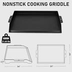 Utheer 25" x 16" Cast Iron Griddle for Gas Grill and Stove Top, Universal Flat Top Griddle with Pre-Seasoned Nonstick Coating, X-Shaped Reinforced Ridges, Perfect for Healthy Cooking, Parties, Camping