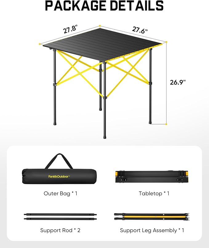 FanttikOutdoor Zeta V11 Pro Camping Table, Portable & Lightweight Folding Roll Up Table with Carry Bag, Ideal for Camping, BBQ, Picnic, Party, Outdoor Dining, Large