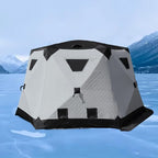 8-12Person Ice Fishing Tent with Stove Jack and Floor Portable ICES Fishings Shelter 420D Insulated Layer Oxford Cloth Hexagon Shanty Pop-Up Fish Tent for Winter Camping Fishing