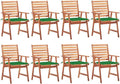 Patio Dining Chairs ,Outdoor Chairs,Coffee Chair,Study Chair,Bistro Chair,Fishing Chairs,Camp Chair,Garden Chairs,for Deck, poolside,Camping,Beach,Campsite,8 pcs with Cushions Solid Acacia Wood