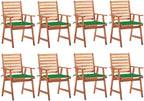 Patio Dining Chairs ,Outdoor Chairs,Coffee Chair,Study Chair,Bistro Chair,Fishing Chairs,Camp Chair,Garden Chairs,for Deck, poolside,Camping,Beach,Campsite,8 pcs with Cushions Solid Acacia Wood