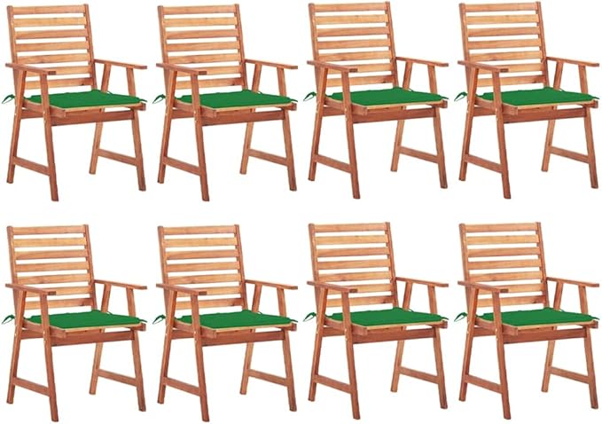 Patio Dining Chairs ,Outdoor Chairs,Coffee Chair,Study Chair,Bistro Chair,Fishing Chairs,Camp Chair,Garden Chairs,for Deck, poolside,Camping,Beach,Campsite,8 pcs with Cushions Solid Acacia Wood
