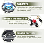 Bestfire 13" Single Propane Burner Stove 90,000 BTU Cast Iron Portable Outdoor Burner with 0-20 PSI Adjustable Regulator and 4ft Hose Perfect for Outdoor Wok Cooking