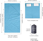 100% Cotton Sleeping Bag Liner with Full Length Zipper on 3 Sides; Single/Double Adult Sleep Sack for Travel & Camping, Multifunctional Travel Sheets (Unzipped 87”x87”) for Hotel, Lightweight