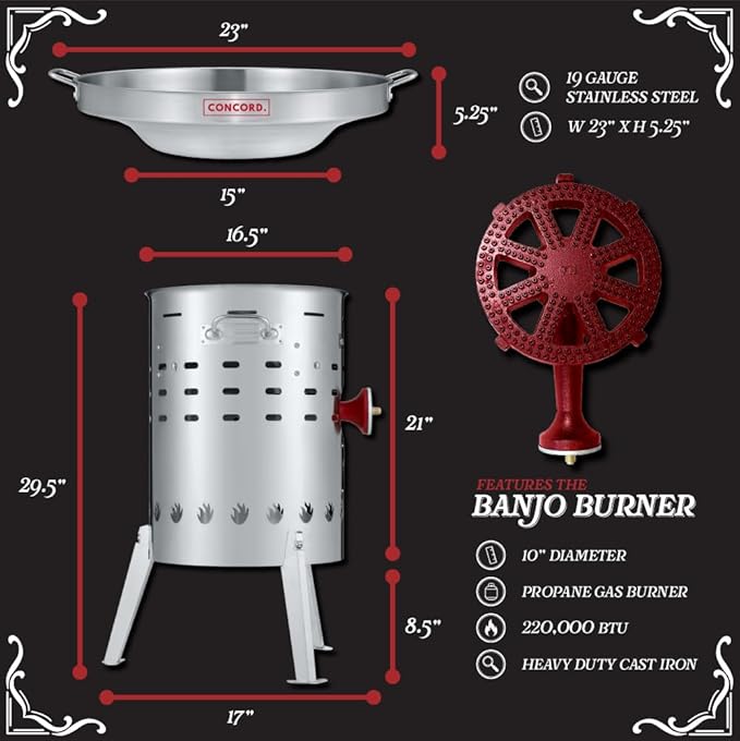 Concord Stainless Steel El Grande Comal Stove. 220,000 BTU Single Propane Outdoor Burner (El Grande Stove + Comal)