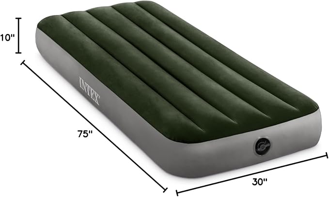 Intex 64106E Dura-Beam Prestige Downy Air Mattress: Fiber-Tech - Jr Twin - 10in Bed Height - 300lb Weight Capacity - Pump Sold Separately