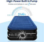Twin XL Air Mattress with Built in Pump, Upgraded 80" Length, 18" Raised Twin Blow Up Mattress, Multi-Layer Leakproof & Support 500 lbs, 2-Min Fast Inflation Air Bed for Home Camping Guests