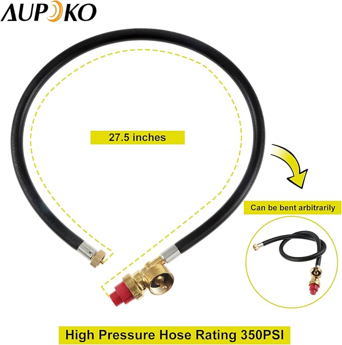 Aupoko Dual Fuel Camp Stove Replacement Hose, Portable Propane Stove Replacement 27.5 Inch Hose Convert to 1LB Disposal Bottle, M16 x 1.5 Propane Regulator Hose for Portable Stove