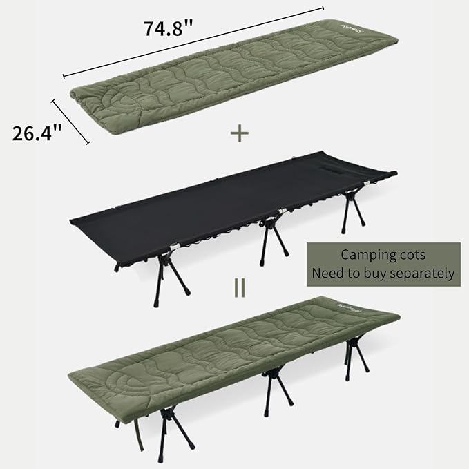 Naturehike Sleeping Mattress Pad for Camping Cot, Portable Cotton Sleeping Cot Pads, Foldable Bed for Adults, Cot Mattress Topper for Hiking, Picnic, Tent, Travel