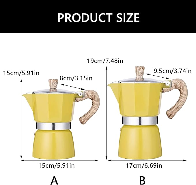 Italian Mocha Pot, Espresso Pot Stovetop 3/6 Cup Wood Handle Espresso Mocha Pot For Home/Camping Use