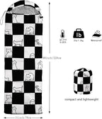 Kids Sleeping Bag for Boys Girls,Checkerboard Cat Print-Lightweight Warm Portable Outdoor Indoor-Waterproof Cold Weather Resistant Sleeping Bag for Camping Hiking