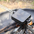 Campfire Pie Iron 4.9" Large Cast Iron Sandwich Maker for Camping 4 Pcs with Storage Bag - 22.6 inch Thickened Handles - Campfire Cooking Equipment for Grilling & Outdoor Cooking